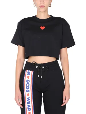 GCDS Logo Print Cropped T-Shirt