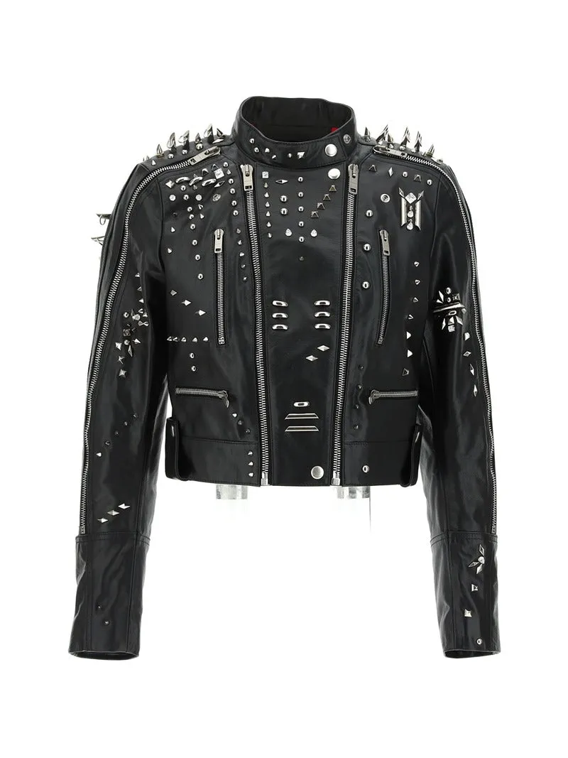 Givenchy Stud Embellished Cropped Biker Jacket