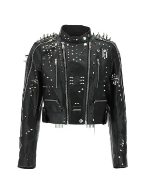Givenchy Stud Embellished Cropped Biker Jacket
