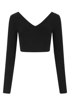 Givenchy V-Neck Long Sleeve Cropped Top