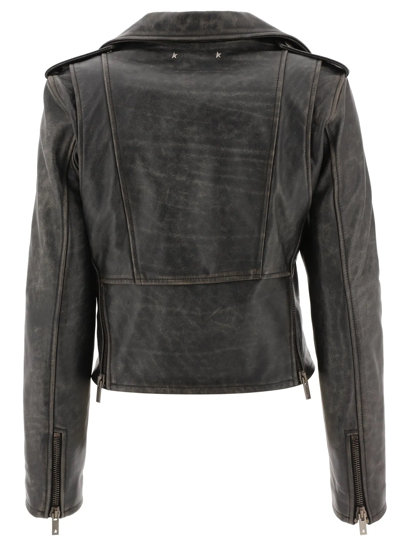 Golden Goose Deluxe Brand Cracked Effect Leather Biker Jacket