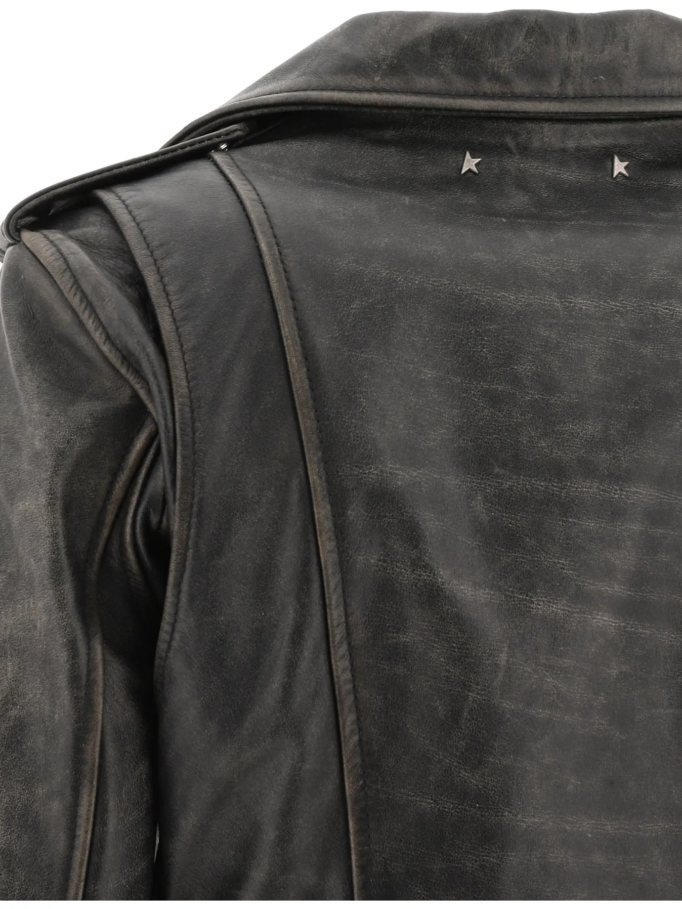 Golden Goose Deluxe Brand Cracked Effect Leather Biker Jacket