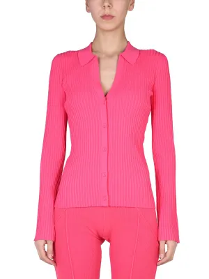 Helmut Lang Polo Long-Sleeved Ribbed-Knit Cardigan