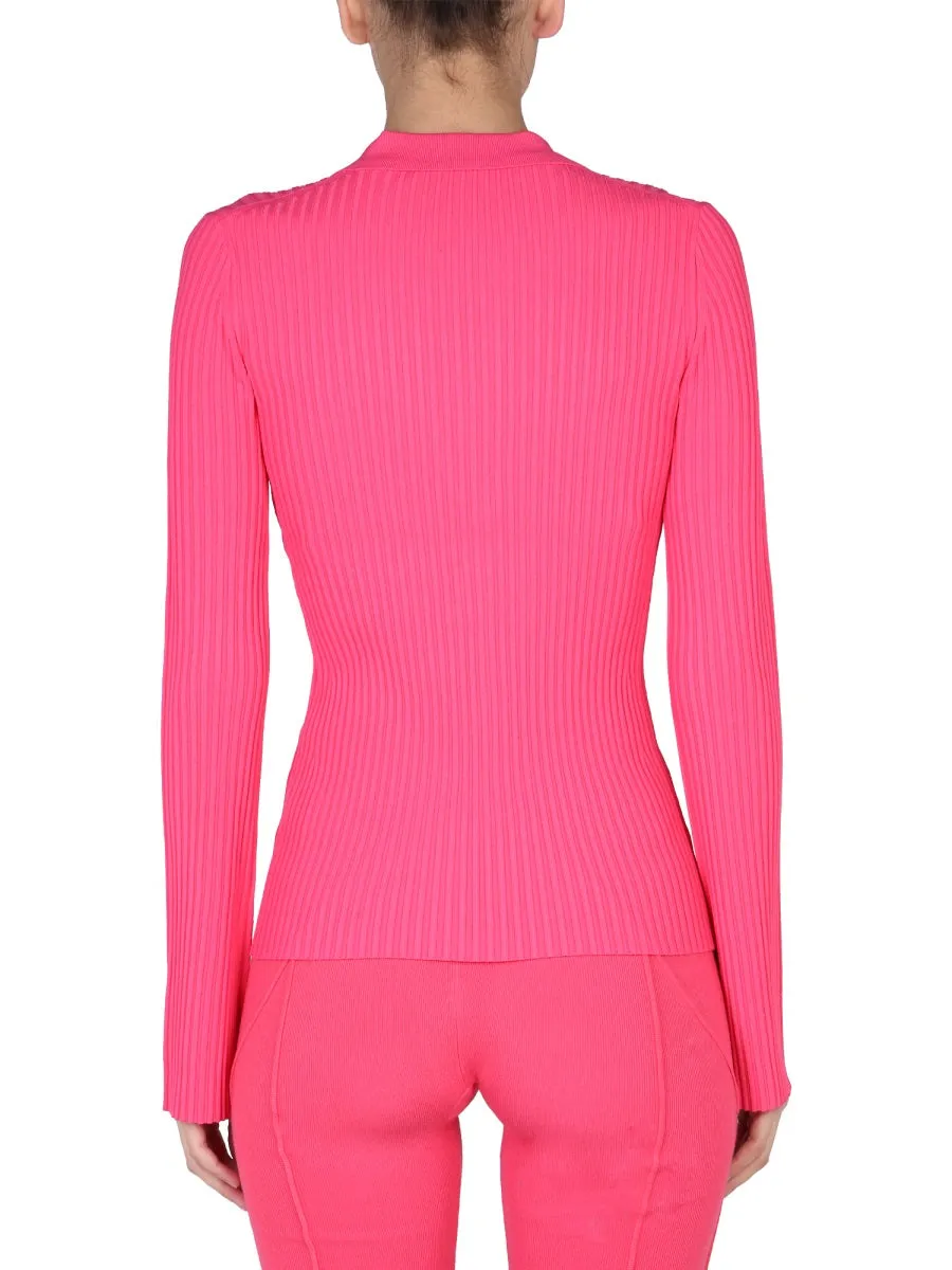 Helmut Lang Polo Long-Sleeved Ribbed-Knit Cardigan