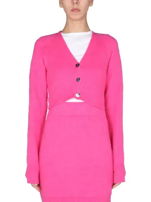 Helmut Lang V-Neck Cropped Knit Cardigan