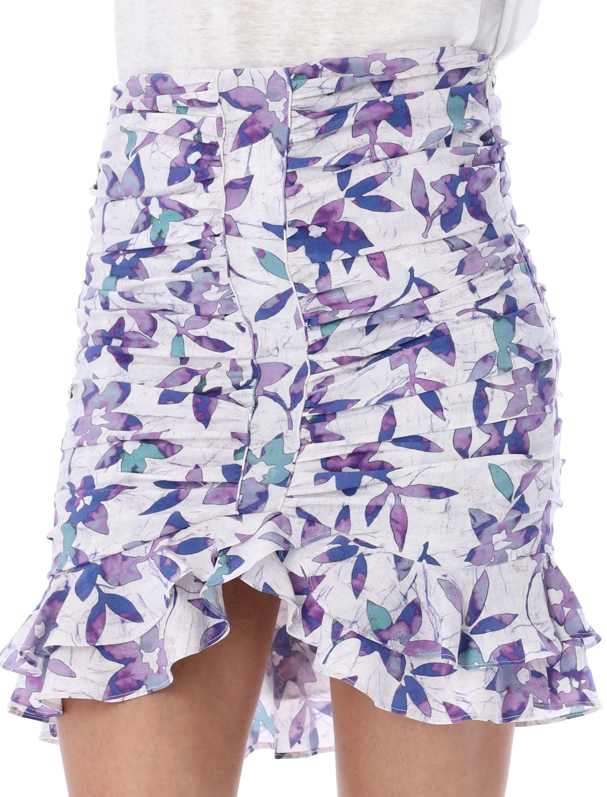 Isabel Marant Allover Floral Print Ruffled Mini Skirt