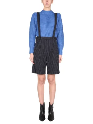Isabel Marant Striped High Waist Tailored Shorts
