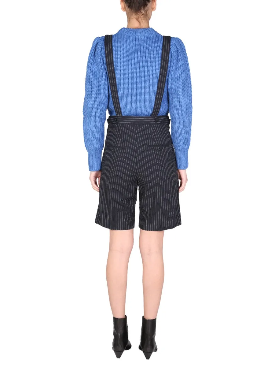 Isabel Marant Striped High Waist Tailored Shorts