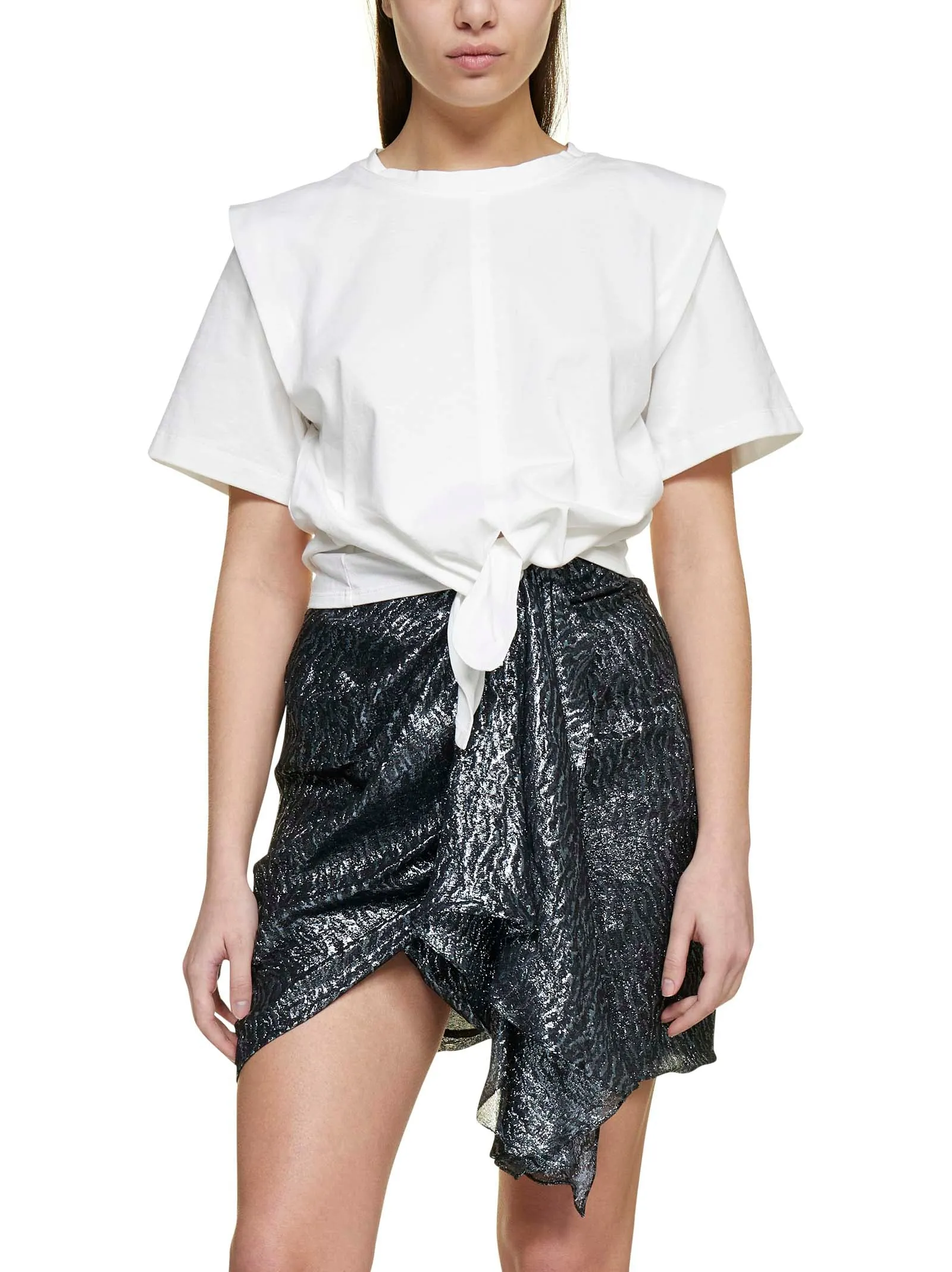 Isabel Marant Tie Cropped Crewneck T-Shirt