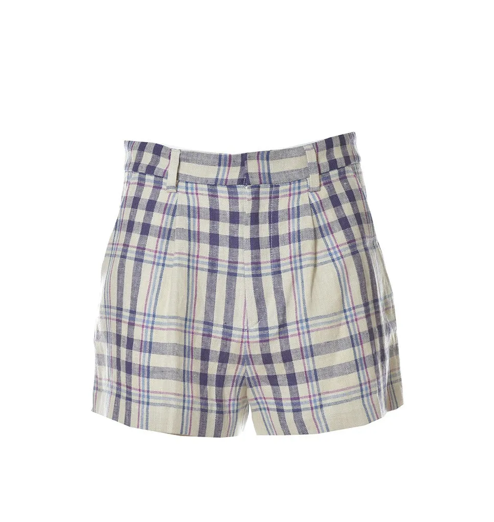 Isabel Marant toile Check Printed Pleated Shorts