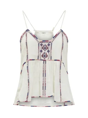 Isabel Marant toile Embroidered Flared V-Neck Vest Top