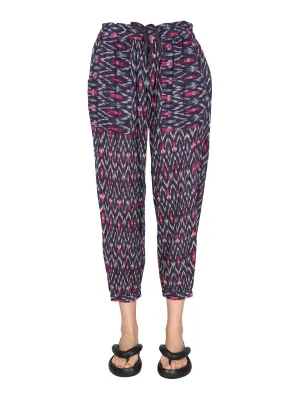 Isabel Marant toile Lagan Pattern-Printed Drawstring Cropped Trousers