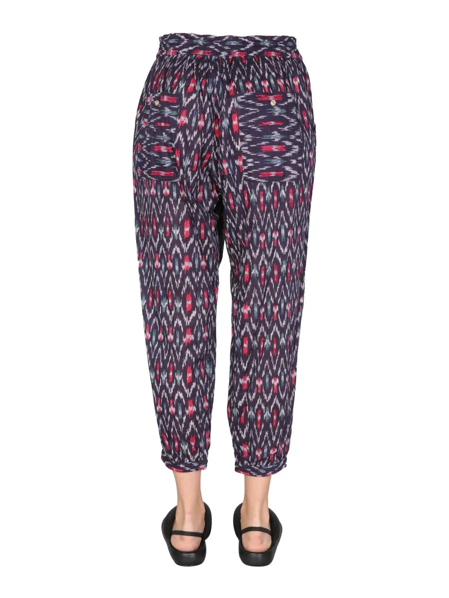 Isabel Marant toile Lagan Pattern-Printed Drawstring Cropped Trousers