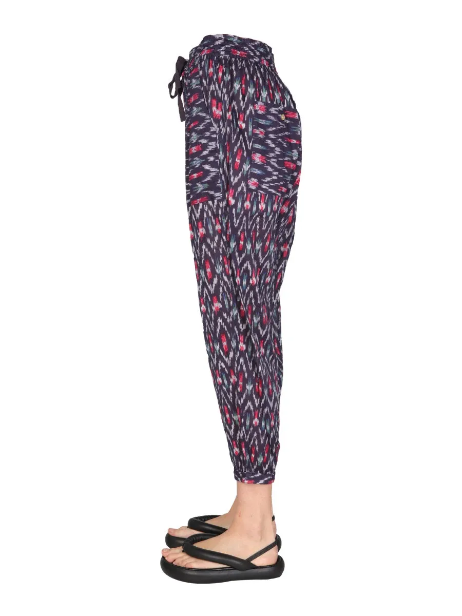 Isabel Marant toile Lagan Pattern-Printed Drawstring Cropped Trousers