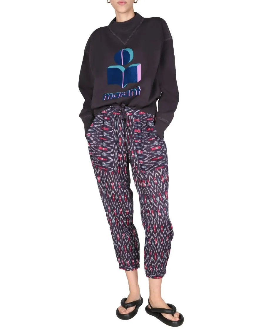Isabel Marant toile Lagan Pattern-Printed Drawstring Cropped Trousers