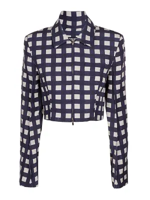 Jacquemus Check Pattern Zip Up Cropped Jacket
