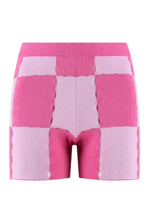 Jacquemus Cut Out Checkerboard Printed Knitted Shorts