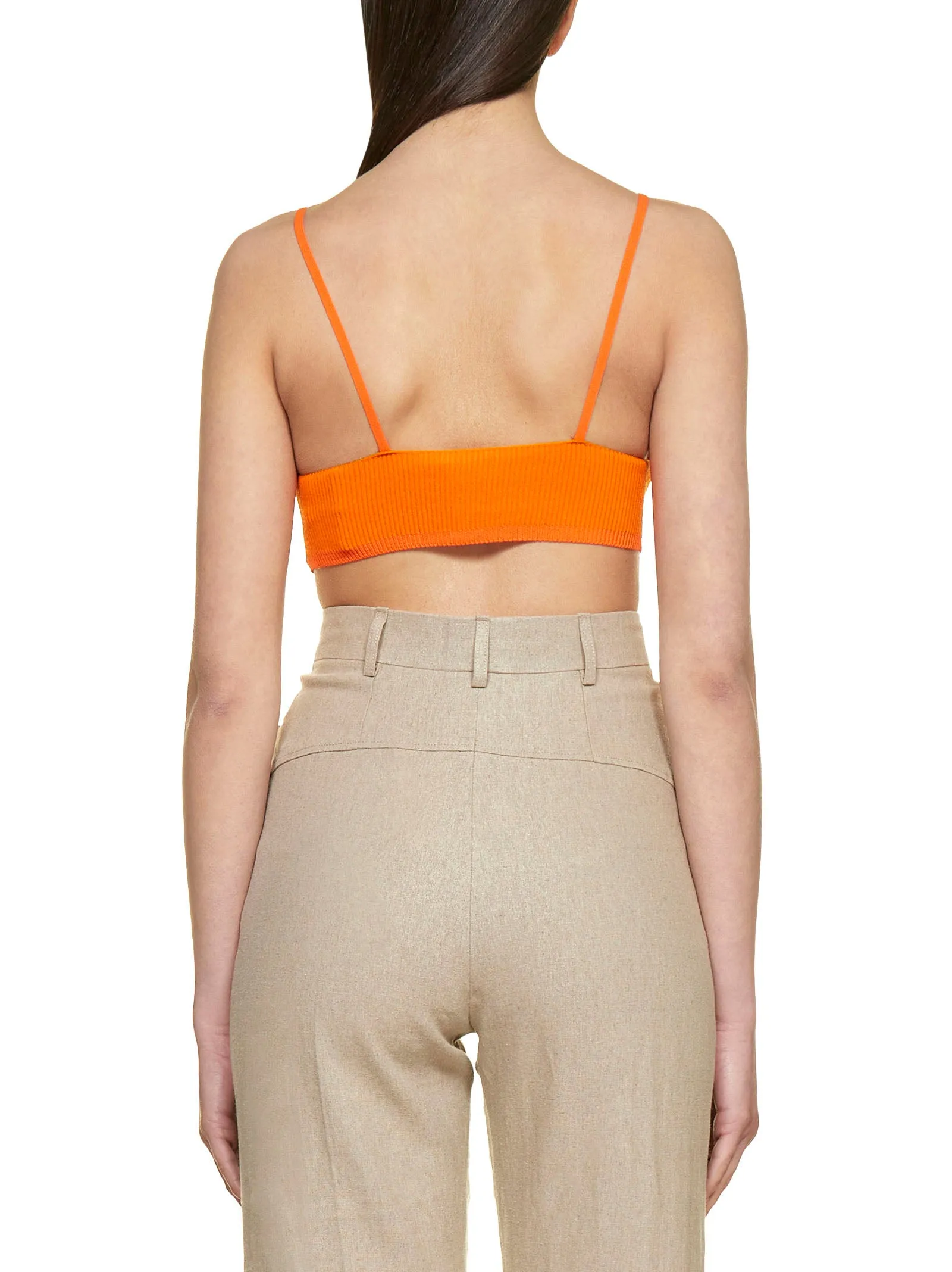 Jacquemus Valensole Ribbed Knit Cropped Top