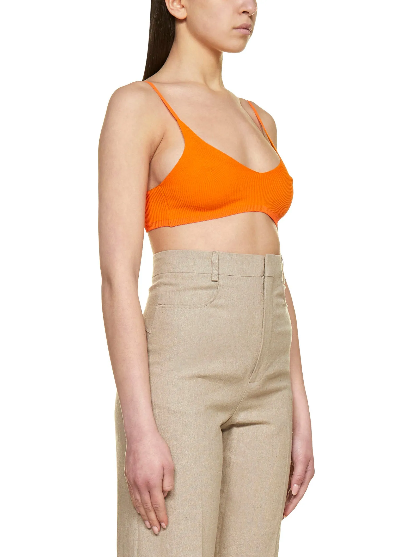 Jacquemus Valensole Ribbed Knit Cropped Top