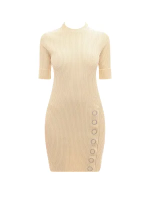 Jil Sander Ribbed-Knit Side Button Detail Dress
