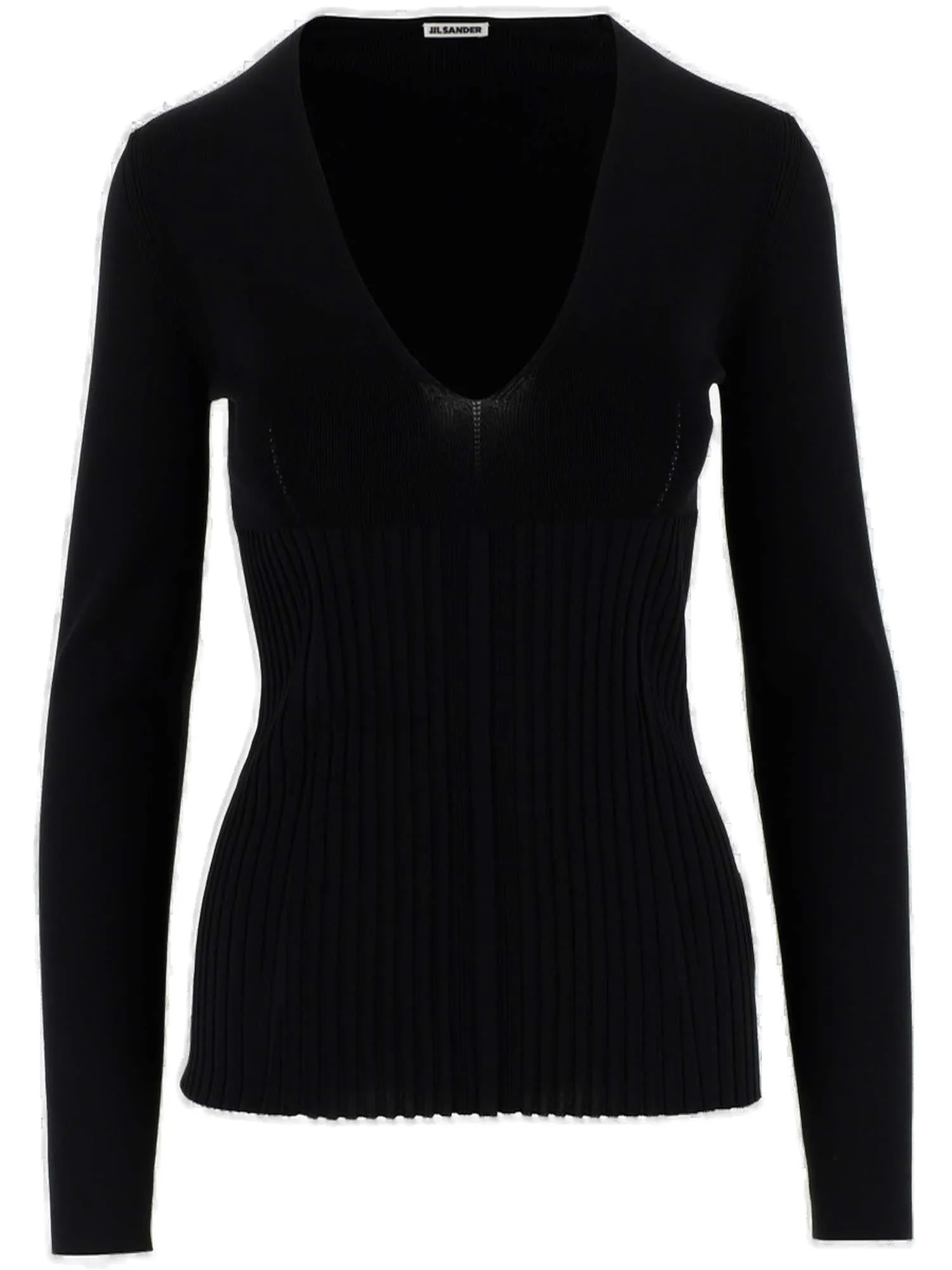 Jil Sander V-Neck Long-Sleeved Knitted Top