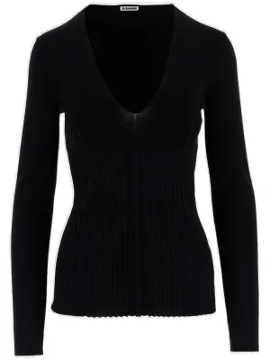 Jil Sander V-Neck Long-Sleeved Knitted Top