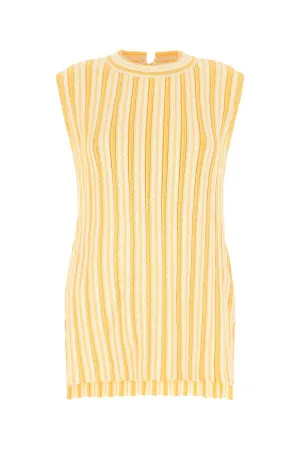Jil Sander V-Neck Striped Knit Top