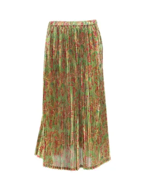 Junya Watanabe Floral Printed Elasticated Waist Midi Skirt
