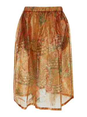 Junya Watanabe Graphic Print Metallic Midi Skirt