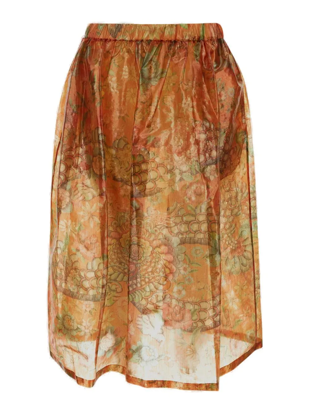 Junya Watanabe Graphic Print Metallic Midi Skirt