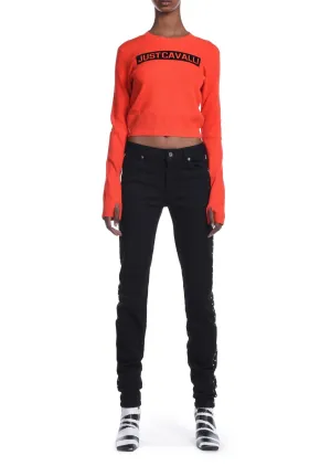 Just Cavalli Logo Print Ribbed-Knit Jumper