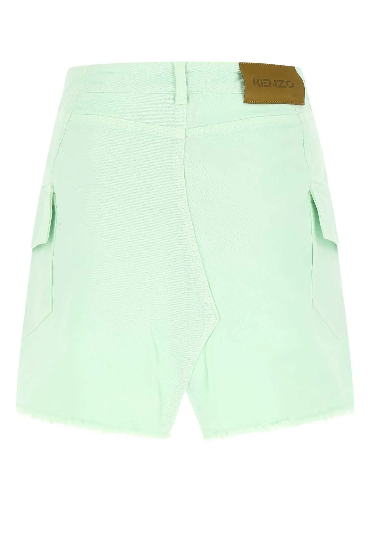 Kenzo Logo Patch High Waist Frayed Skirt