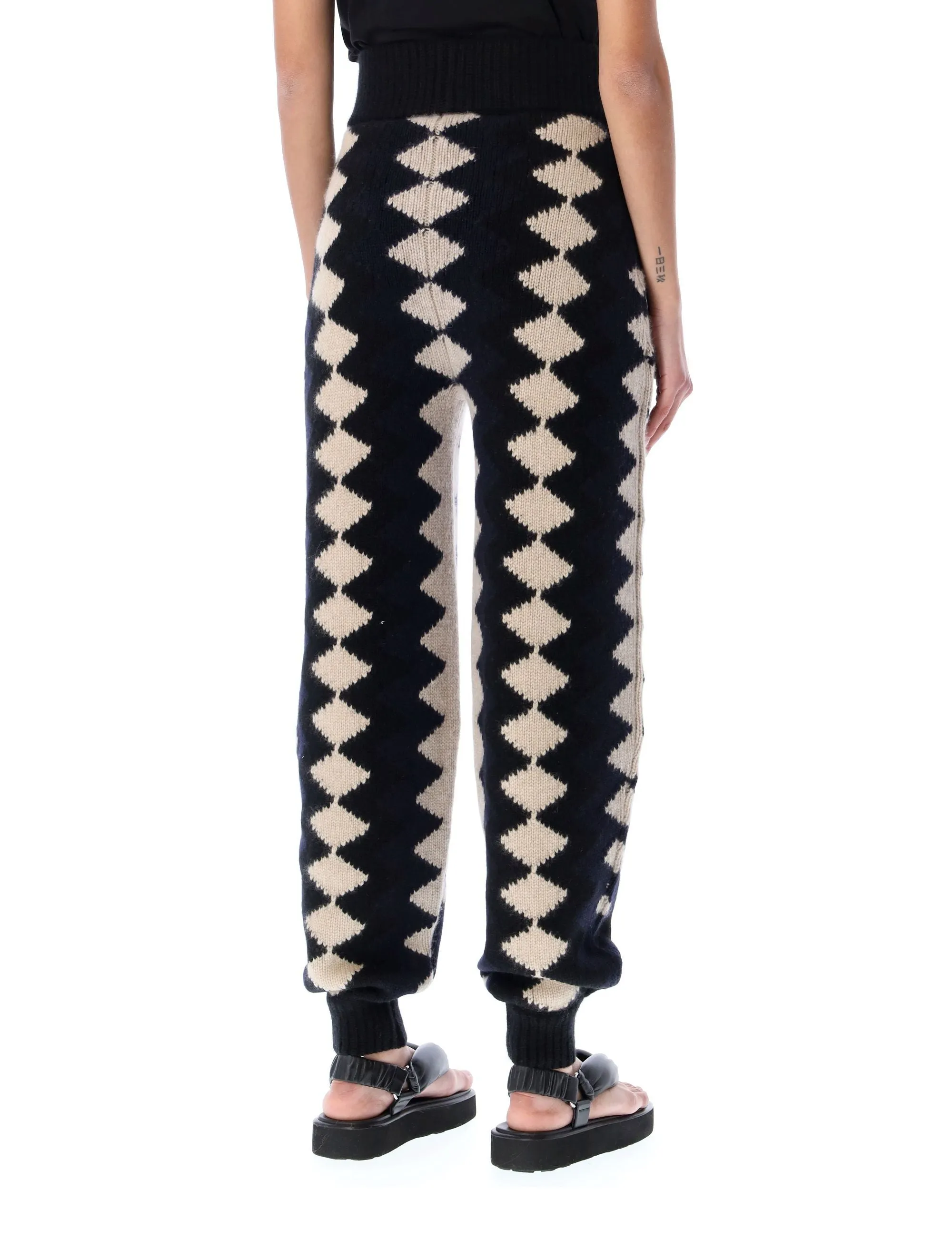 Khaite The Joey Zig-Zag Elastic Waist Knit Trousers