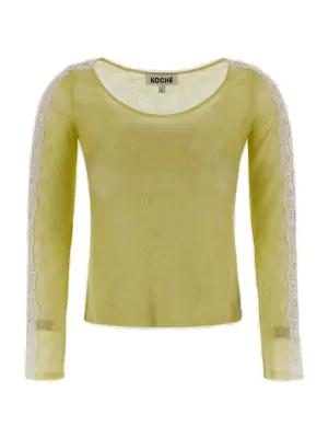 Koch Lace-Detailed Long Sleeved Crewneck Top