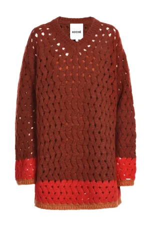 Koch V-Neck Chunky Cable-Knit Dress