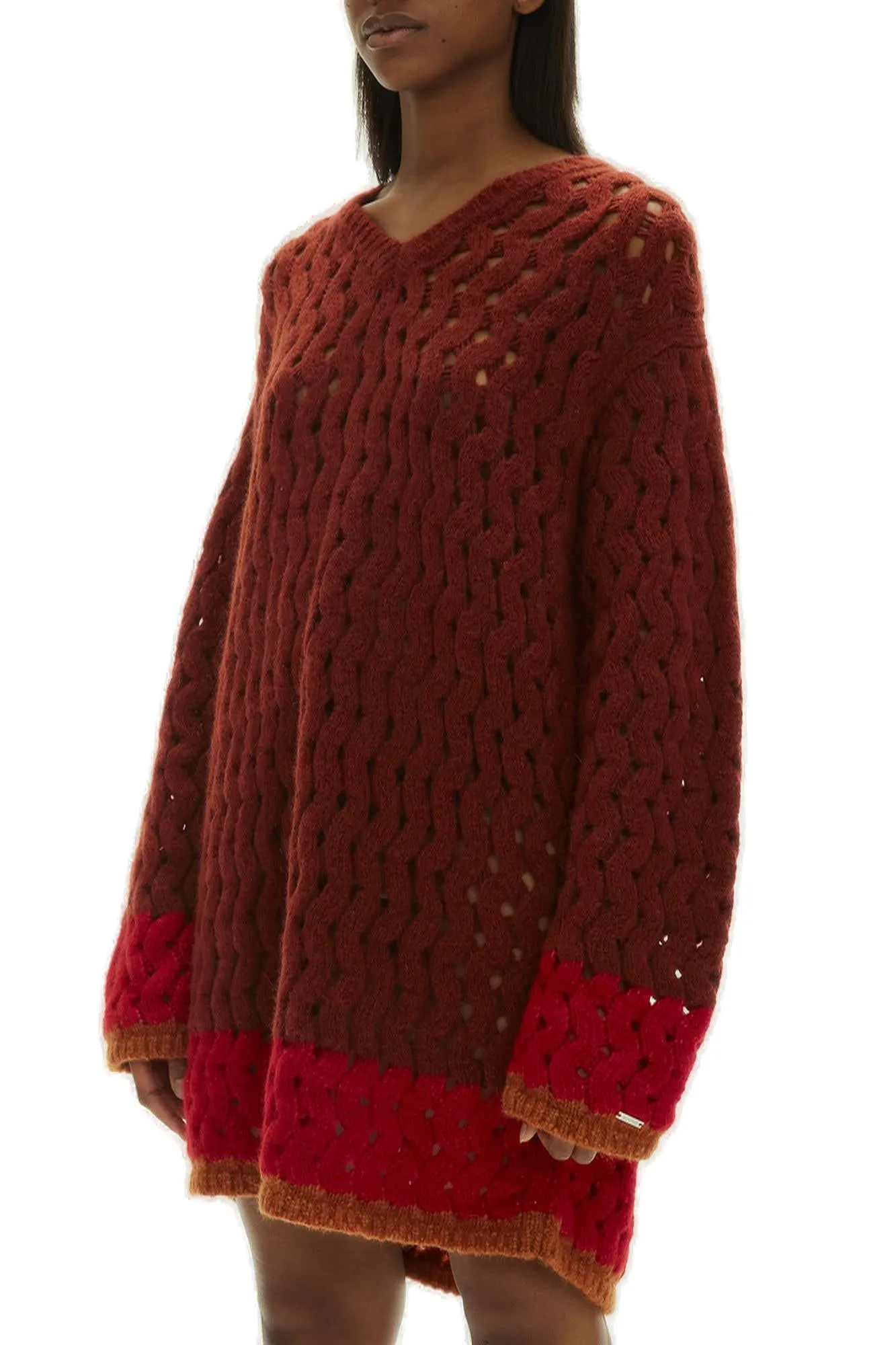 Koch V-Neck Chunky Cable-Knit Dress