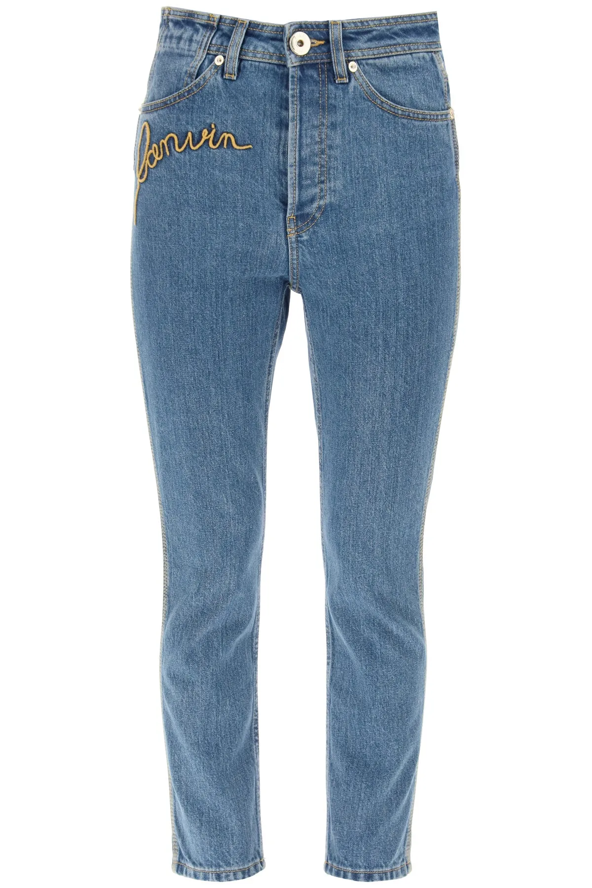 Lanvin Logo Embroidered Slim-Fit Jeans