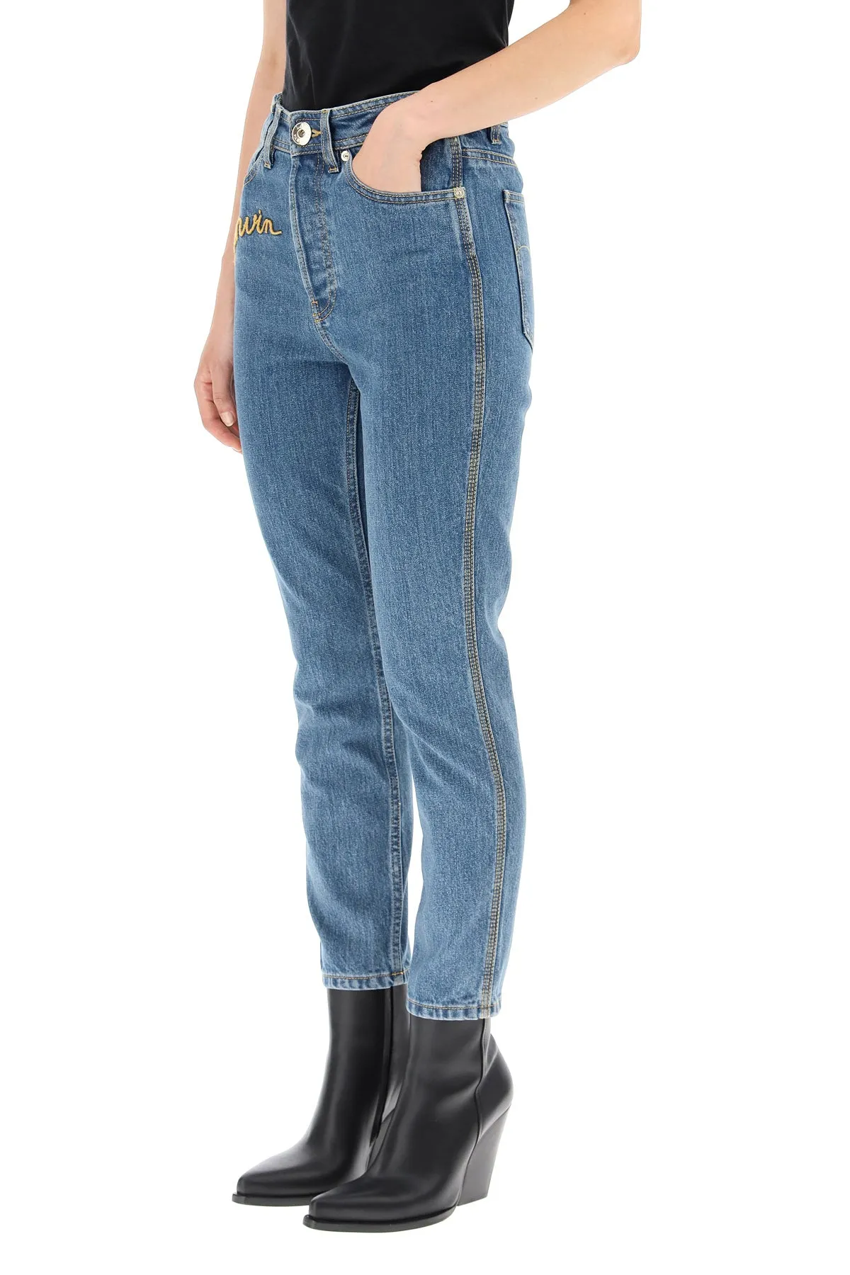 Lanvin Logo Embroidered Slim-Fit Jeans