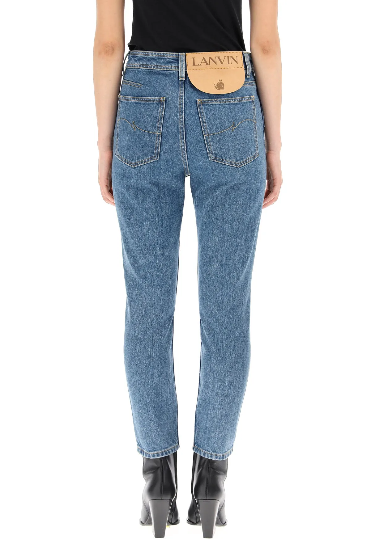 Lanvin Logo Embroidered Slim-Fit Jeans