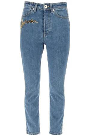 Lanvin Logo Embroidered Slim-Fit Jeans