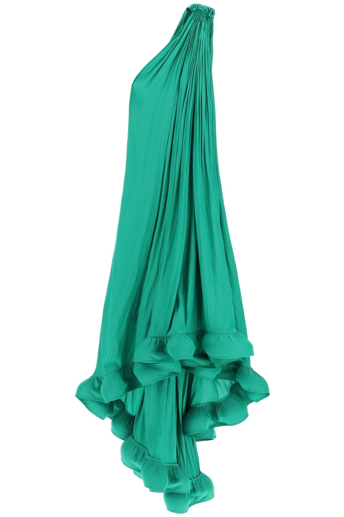 Lanvin Ruched Hem One-Shoulder Maxi Dress