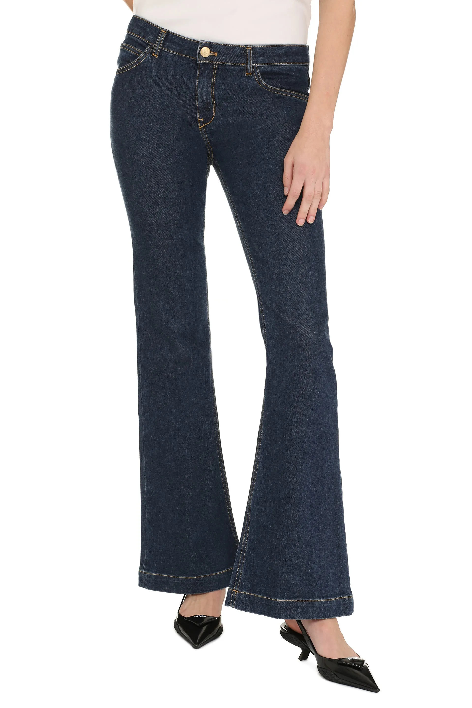 L'Autre Chose Logo Patch Flared Jeans