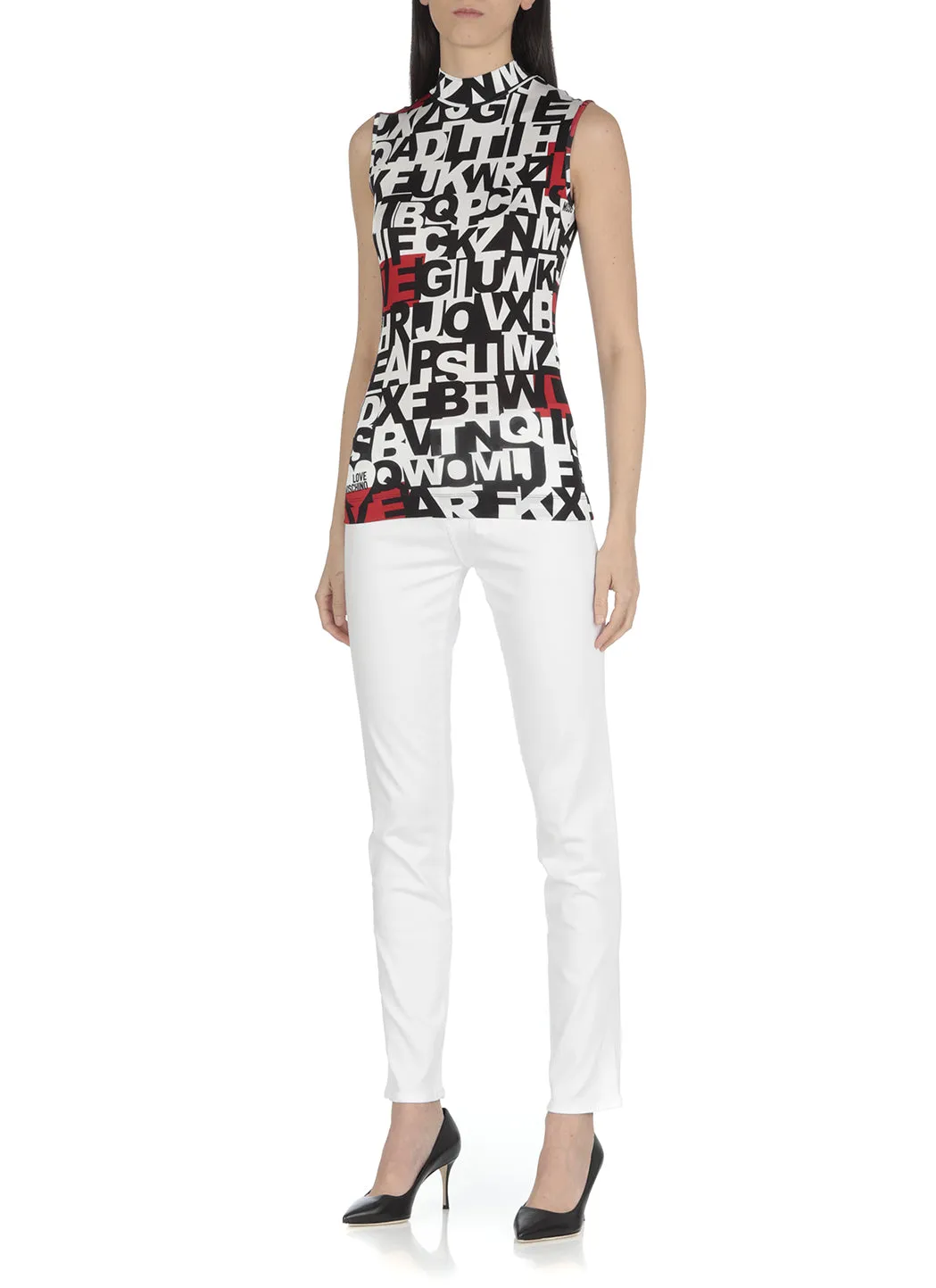 Love Moschino Contracting Logo Print Sleeveless Top