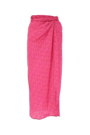 Magda Butrym Long Cut Printed Satin Skirt