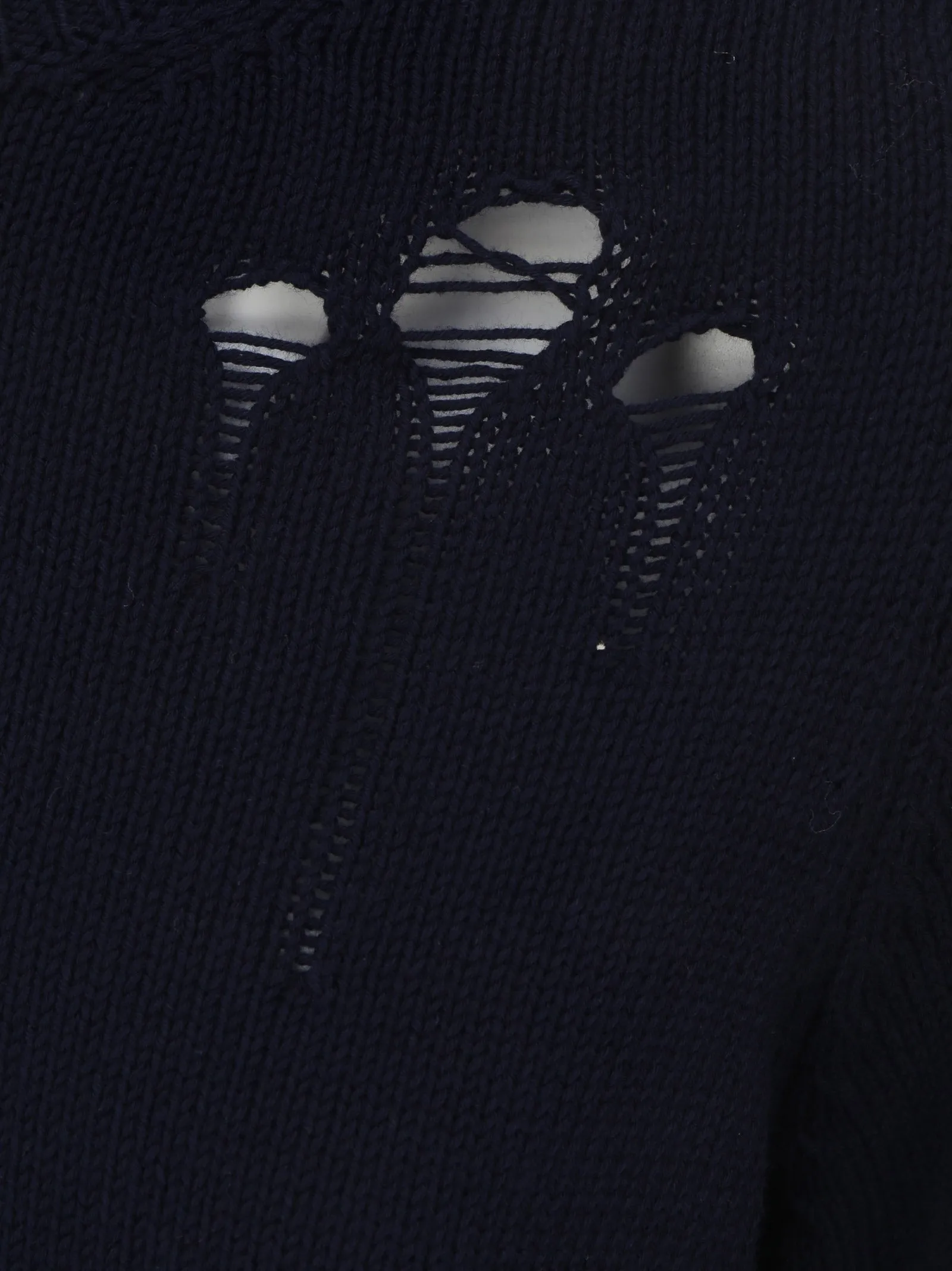 Maison Margiela Ripped-Detail Crewneck Knit Jumper