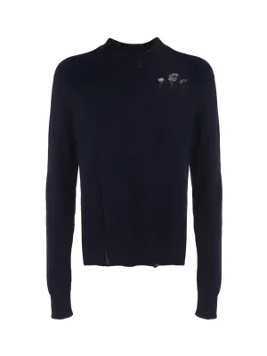 Maison Margiela Ripped-Detail Crewneck Knit Jumper