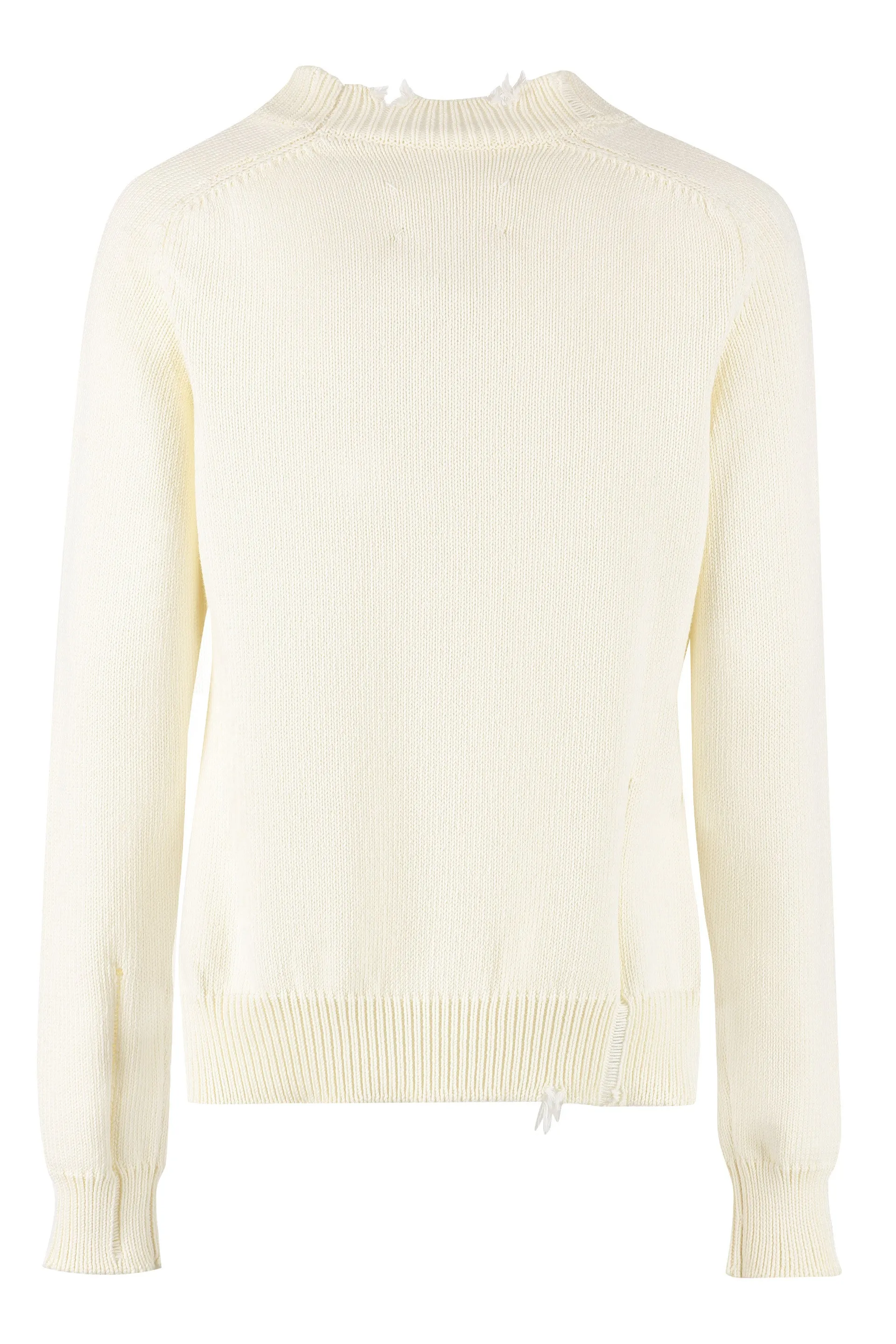 Maison Margiela Ripped-Detail Crewneck Knit Jumper
