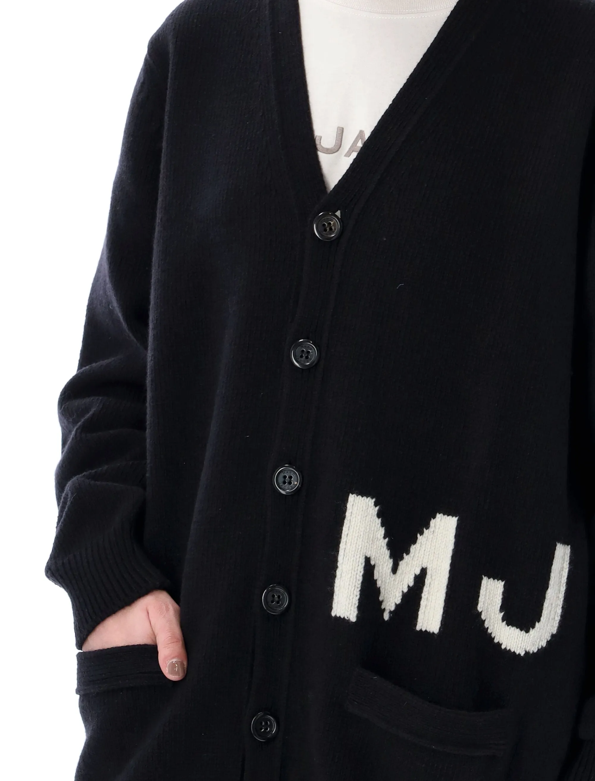 Marc Jacobs Logo Intarsia-Knit V-Neck Cardigan