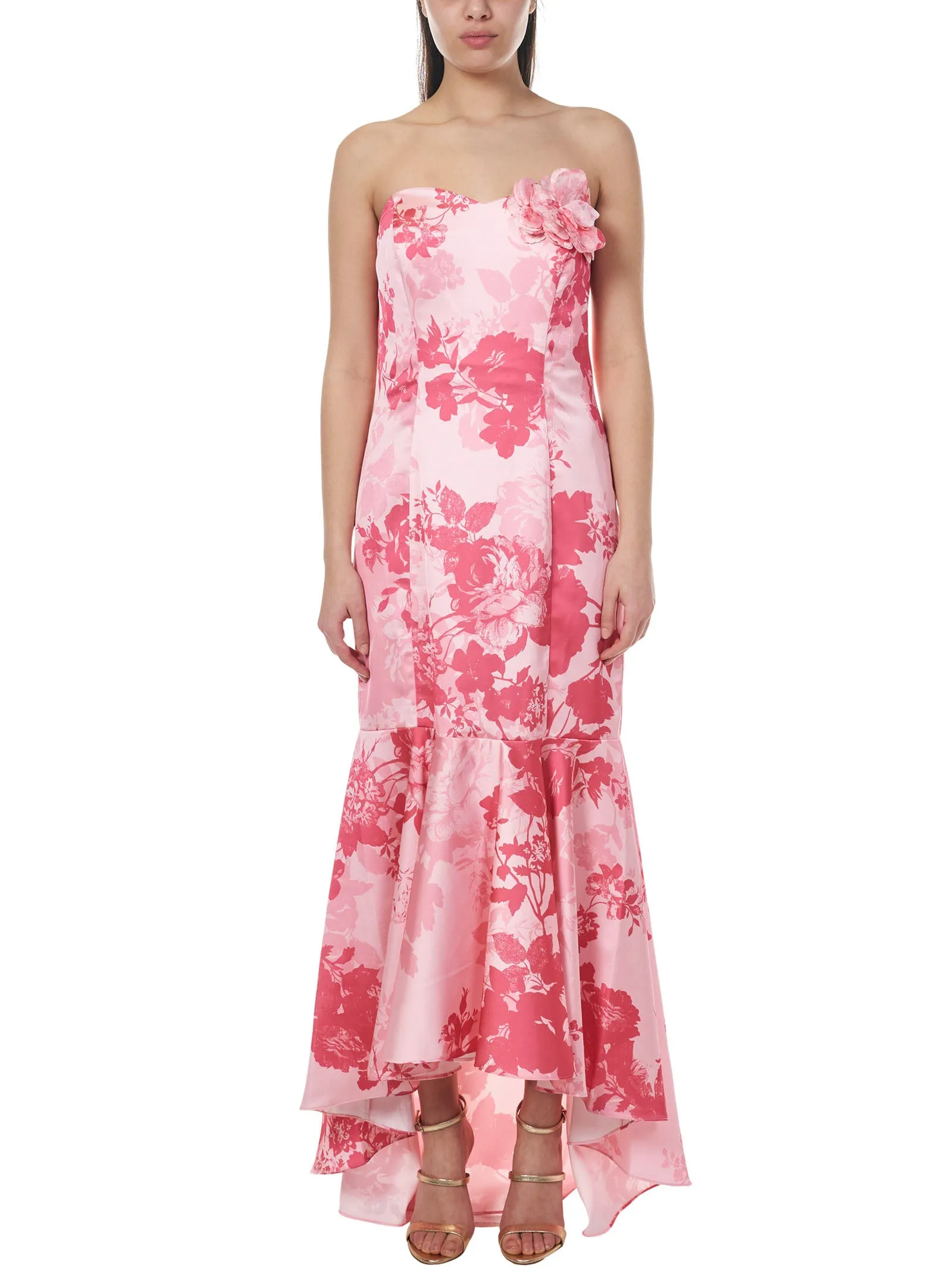 Marchesa Notte Floral Printed Fishtail Dress