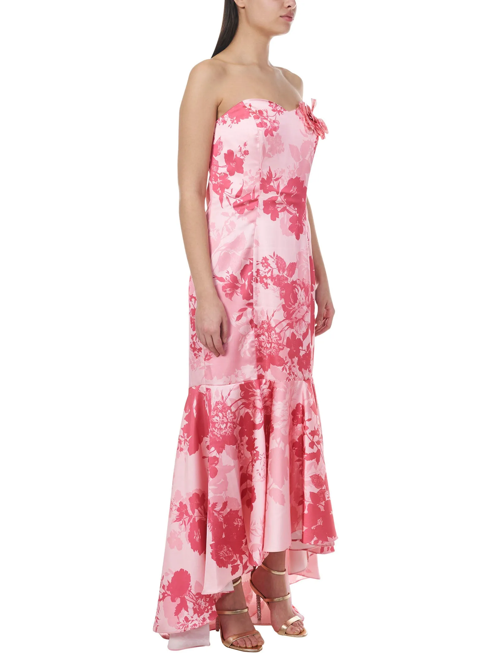 Marchesa Notte Floral Printed Fishtail Dress